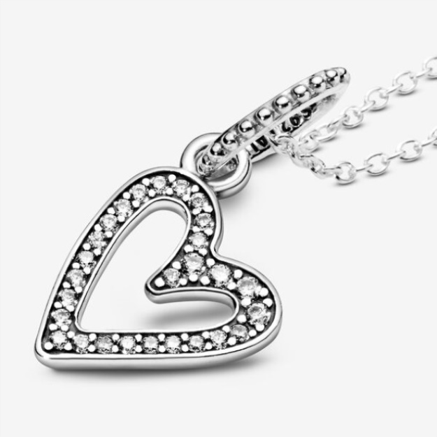 Sparkling Freehand Heart Pendant Necklace Pandora