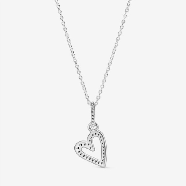 Sparkling Freehand Heart Pendant Necklace Pandora