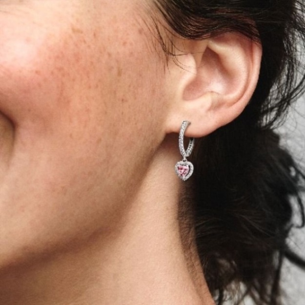 Sparkling Halo Heart Hoop Earrings Pandora CA