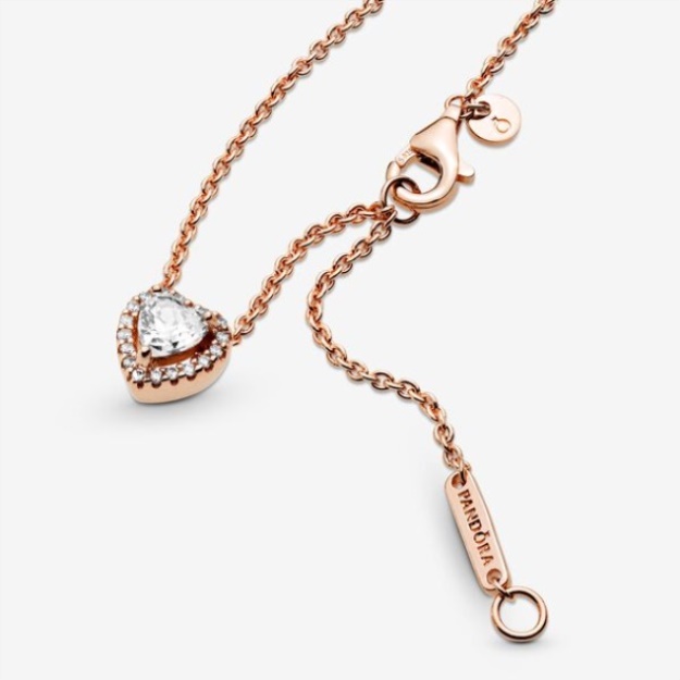 Sparkling Heart Collier Necklace Pandora Rose Gold Plated