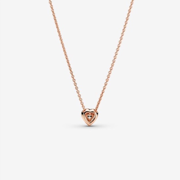 Sparkling Heart Collier Necklace Pandora Rose Gold Plated