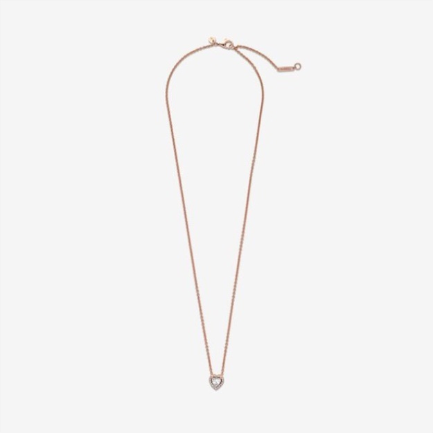 Sparkling Heart Collier Necklace Pandora Rose Gold Plated