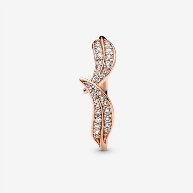 Sparkling Leaves Ring Pandora Rose Gold Plated
