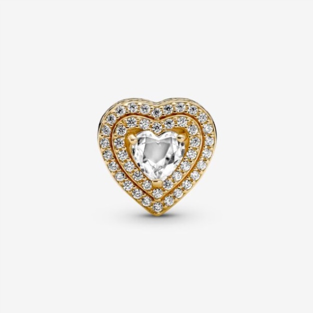 Sparkling Leveled Hearts Charm Pandora Gold