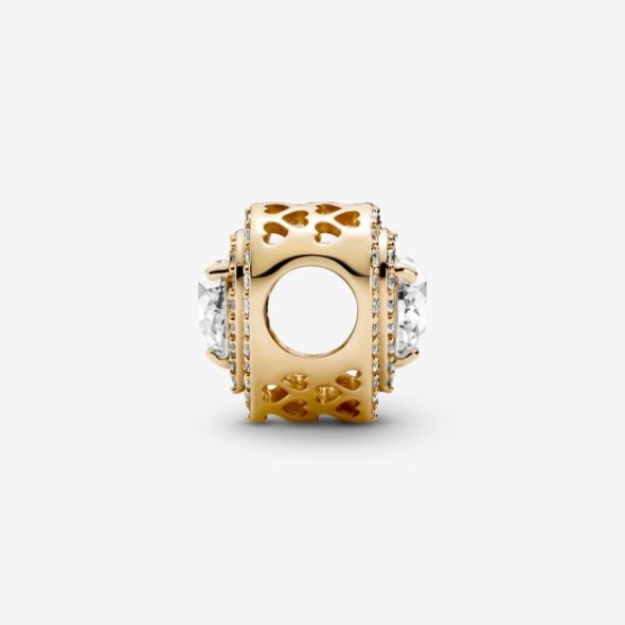 Sparkling Leveled Hearts Charm Pandora Gold