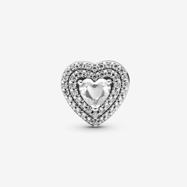 Sparkling Leveled Hearts Charm Pandora Sterling Silver