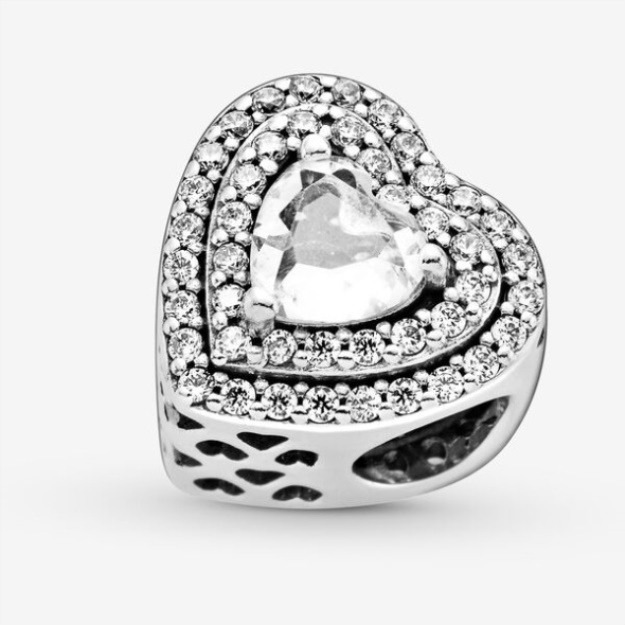 Sparkling Leveled Hearts Charm Pandora Sterling Silver