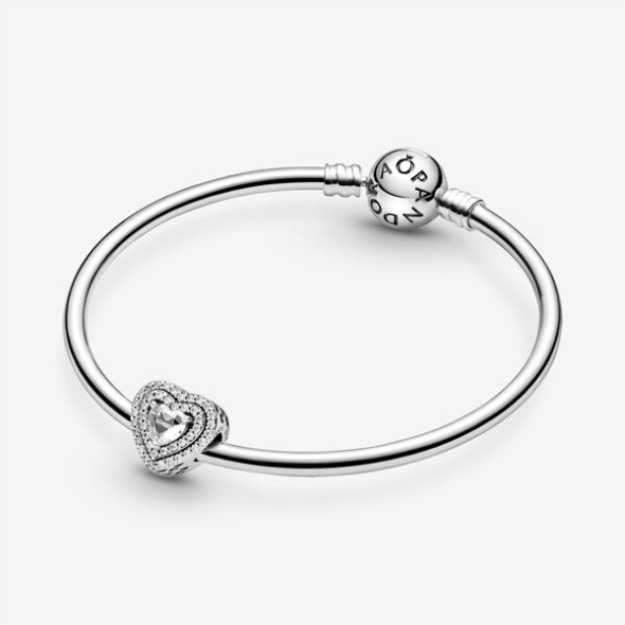 Sparkling Leveled Hearts Charm Pandora Sterling Silver