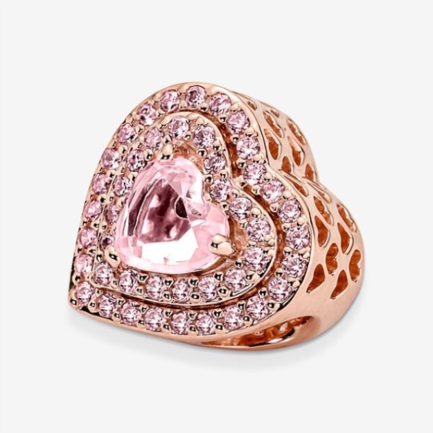 Sparkling Levelled Heart Charm Pandora