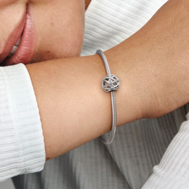 Sparkling Lines Openwork Charm Pandora Sterling Silver
