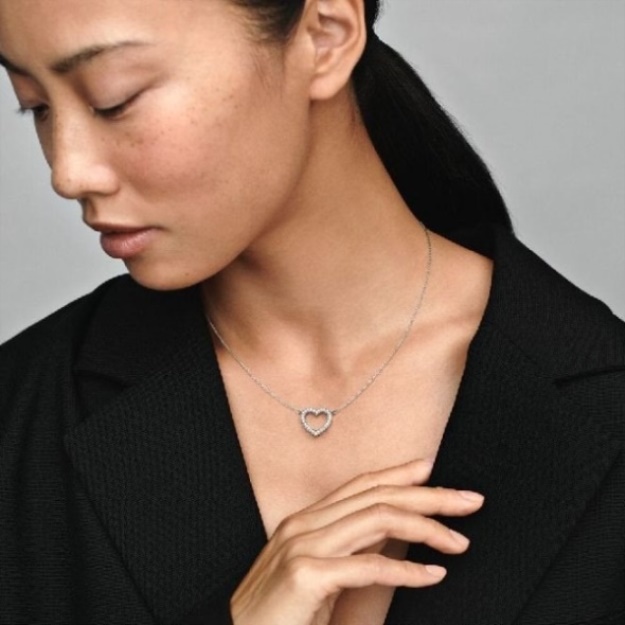 Sparkling Open Heart Necklace Pandora CA