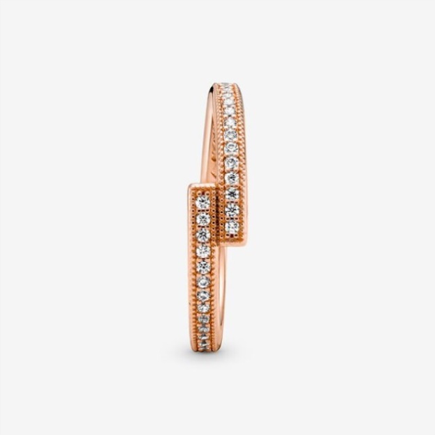 Sparkling Overlapping Ring Pandora Rose Gold Plated