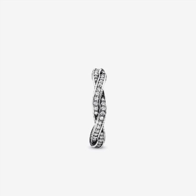 Sparkling Pandora Brand Twisted Lines Ring