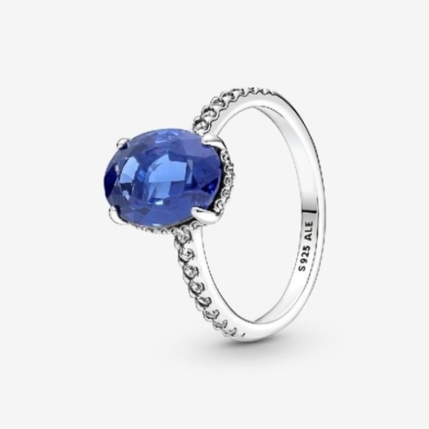 Sparkling Pandora Statement Blue Halo Ring