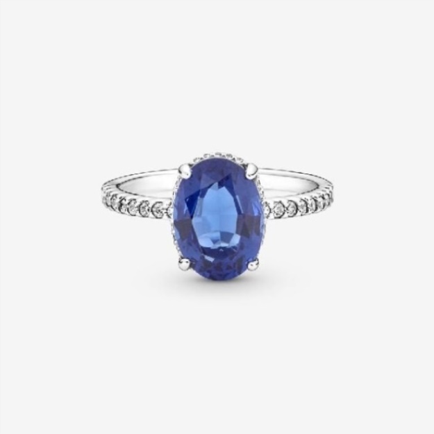 Sparkling Pandora Statement Blue Halo Ring