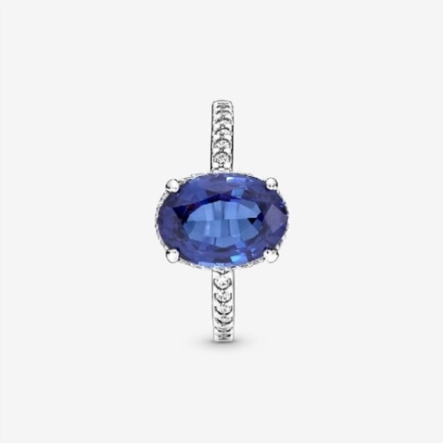 Sparkling Pandora Statement Blue Halo Ring