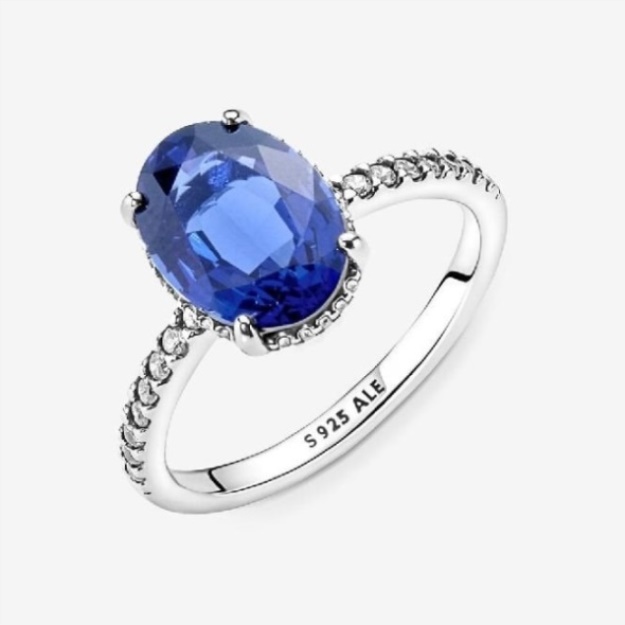 Sparkling Pandora Statement Blue Halo Ring