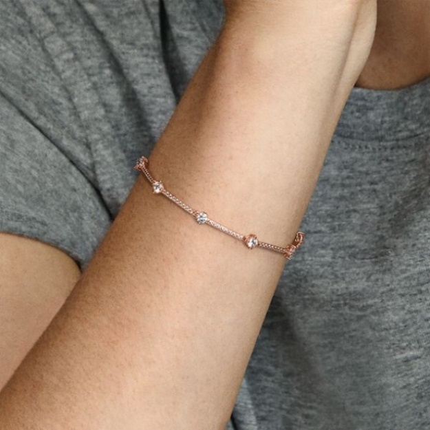 Sparkling Pave Bars Bracelet Pandora Rose Gold Plated