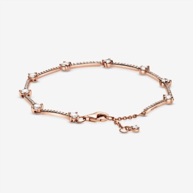 Sparkling Pave Bars Bracelet Pandora Rose Gold Plated