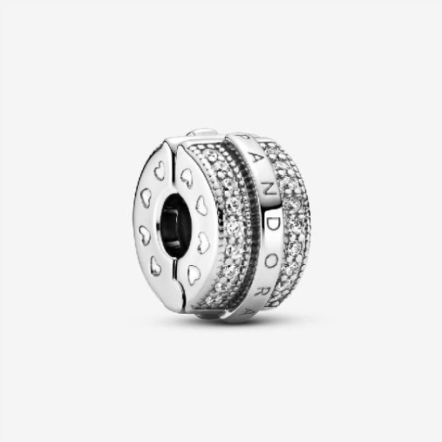 Sparkling Pave Lines  Logo Clip Charms Pandora