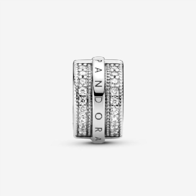 Sparkling Pave Lines  Logo Clip Charms Pandora