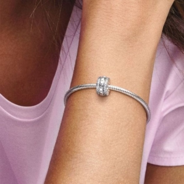 Sparkling Pave Lines  Logo Clip Charms Pandora