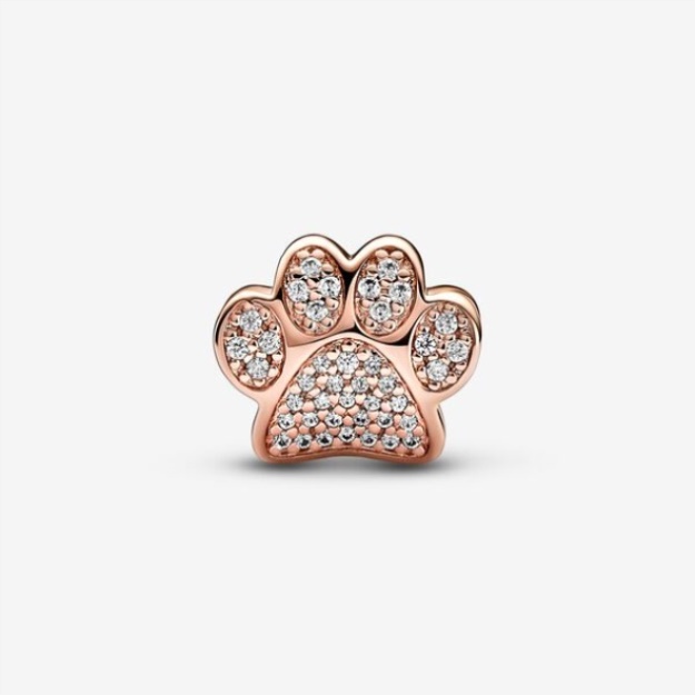 Sparkling Paw Print Charm Pandora Rose Gold Plated