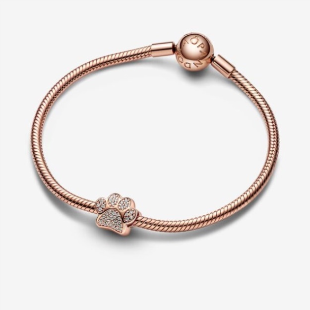 Sparkling Paw Print Charm Pandora Rose Gold Plated