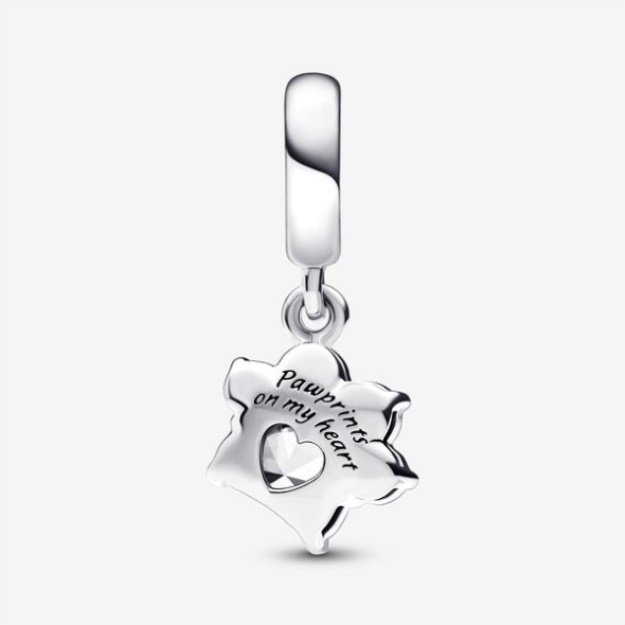 Sparkling Pet Paw Print Dangle Charm Pandora