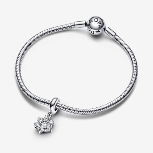 Sparkling Pet Paw Print Dangle Charm Pandora