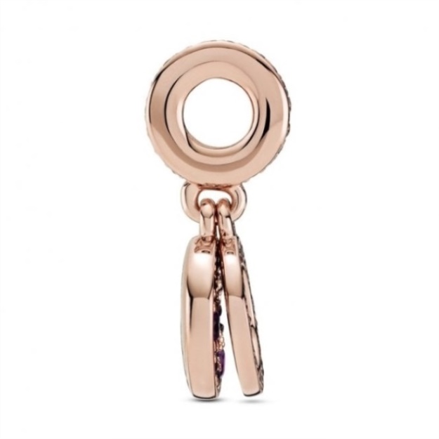 Sparkling Pink Disc Double Dangle Charms Pandora