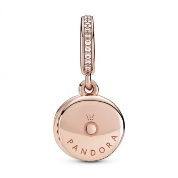 Sparkling Pink Disc Double Dangle Charms Pandora