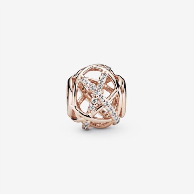 Sparkling Polished Lines Charm Pandora Rose Gold Plated
