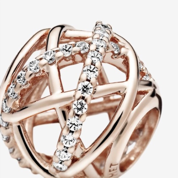 Sparkling Polished Lines Charm Pandora Rose Gold Plated