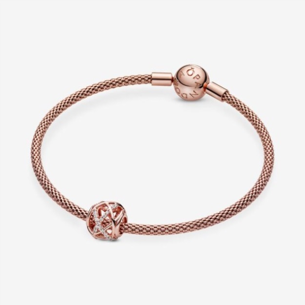 Sparkling Polished Lines Charm Pandora Rose Gold Plated