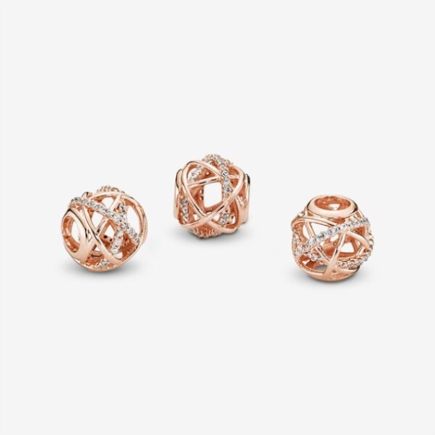 Sparkling Polished Lines Charm Pandora Rose Gold Plated