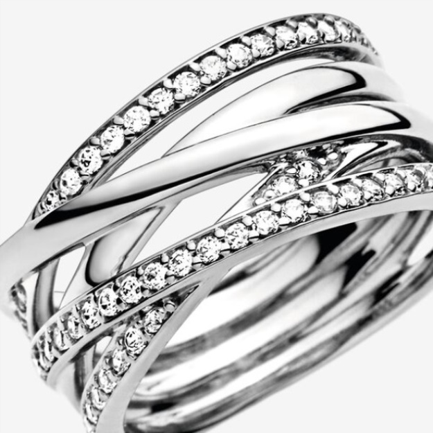 Sparkling Polished Lines Ring Pandora Sterling Silver