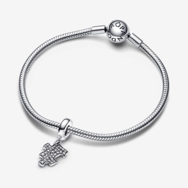 Sparkling Puzzle Piece Dangle Charm Pandora
