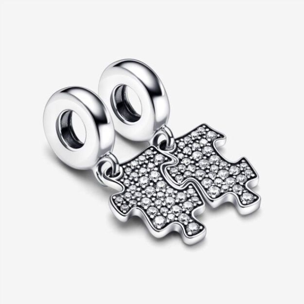Sparkling Puzzle Piece Dangle Charm Pandora