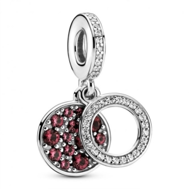 Sparkling Red Disc Double Dangle Charms Pandora