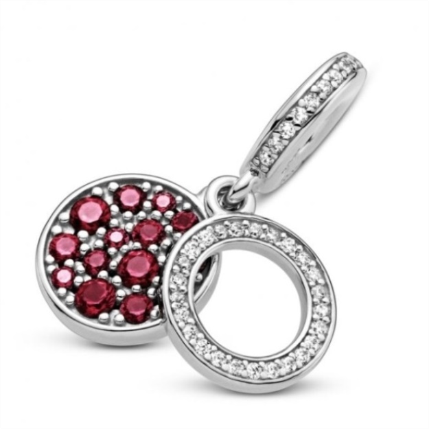 Sparkling Red Disc Double Dangle Charms Pandora