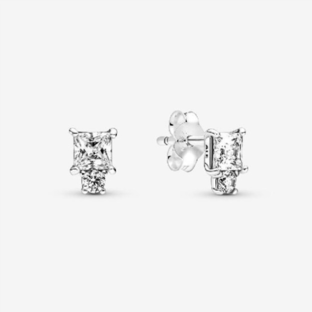 Sparkling Round  Square Earrings Pandora