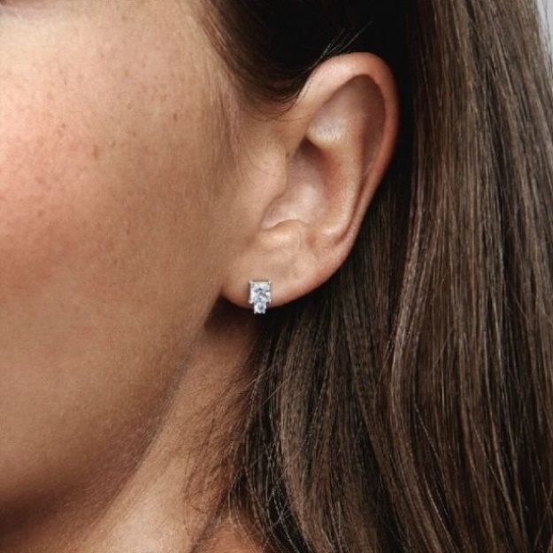 Sparkling Round  Square Earrings Pandora