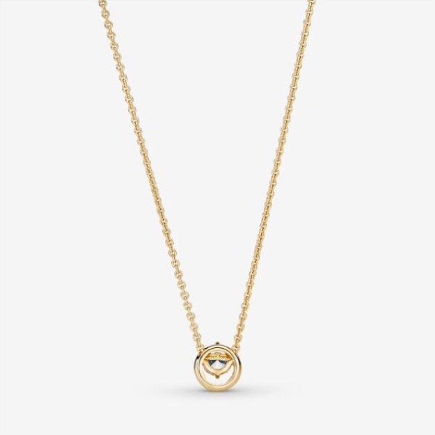 Sparkling Round Halo Pendant Collier Necklace Pandora