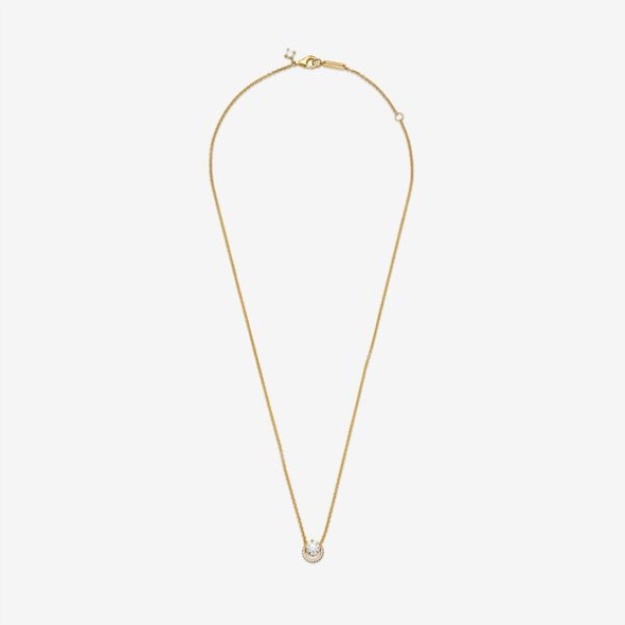 Sparkling Round Halo Pendant Collier Necklace Pandora