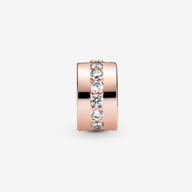Sparkling Row Spacer Charm Pandora Rose Gold Plated