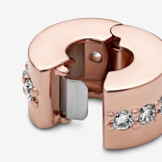 Sparkling Row Spacer Charm Pandora Rose Gold Plated