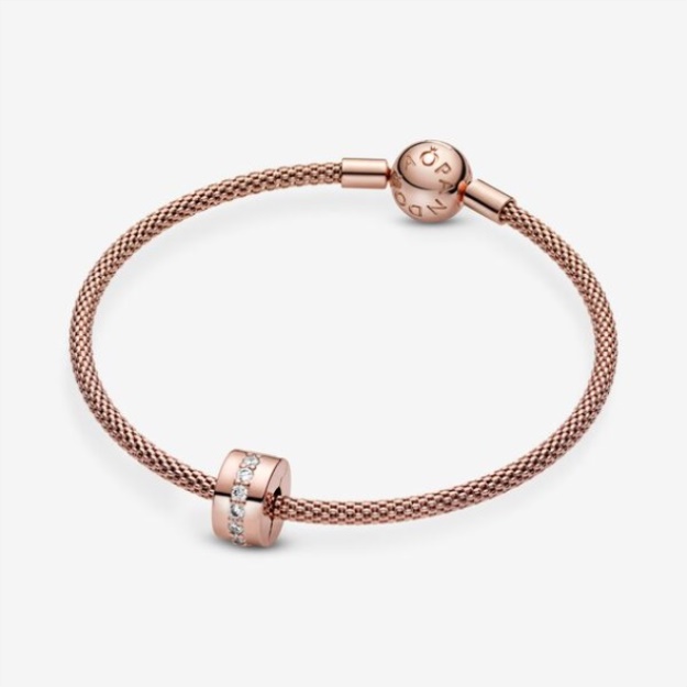Sparkling Row Spacer Charm Pandora Rose Gold Plated