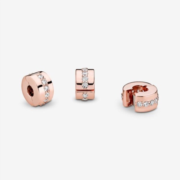 Sparkling Row Spacer Charm Pandora Rose Gold Plated