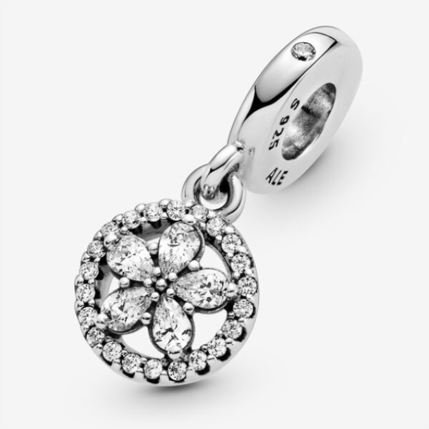 Sparkling Snowflake Circle Dangle Charm Pandora